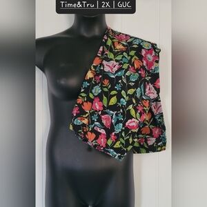 Time&Tru 2X Floral Print Leggings